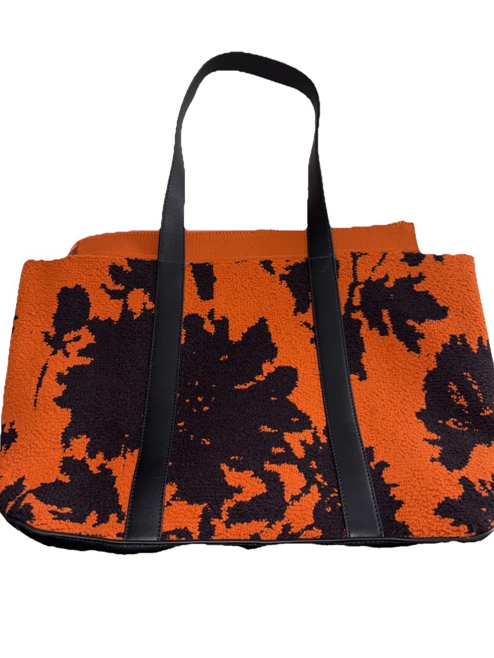 NWT VOILE BLANCHE Safari Mid size Winter Knit Purse in Douglas Orange- Black - Picture 4 of 13
